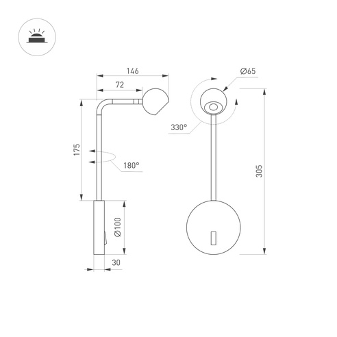 Светильник SP-OTTORI-LONG-WALL-6W Warm3000 (WH, 30 deg, 230V) (Arlight, IP20 Металл, 3 года)