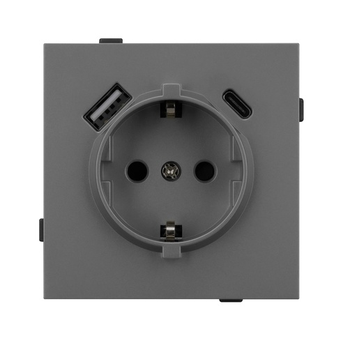 Механизм розетки с USB зарядкой SCT-TENDO-MUAC-SFPL-GR (230V, 16A) (Arlight, -)