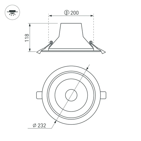Светильник LTD-LEGEND-R230-35W Warm3000 (WH, 50 deg) (Arlight, IP20 Металл, 3 года)