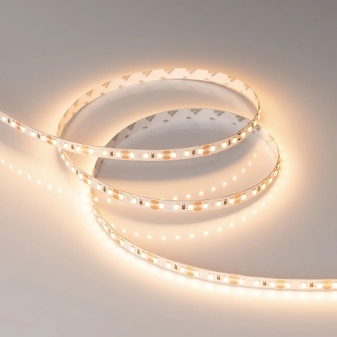 Лента светодиодная RT-A120-8mm 12V Warm3000 (14.4 W/m, IP20, 2835, 5m) (Arlight, Открытый)