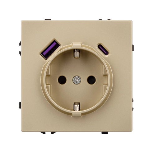 Механизм розетки с USB зарядкой SCT-NOBE-MUAC-SFPL-GD (230V, 16A) (Arlight, -)