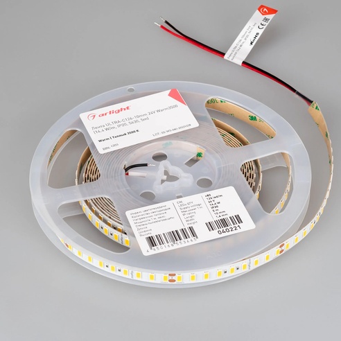 Лента светодиодная ULTRA-C126-10mm 24V Warm3500 (14.4 W/m, IP20, 5630, 5m) (Arlight, высок.эфф.200 лм/Вт)