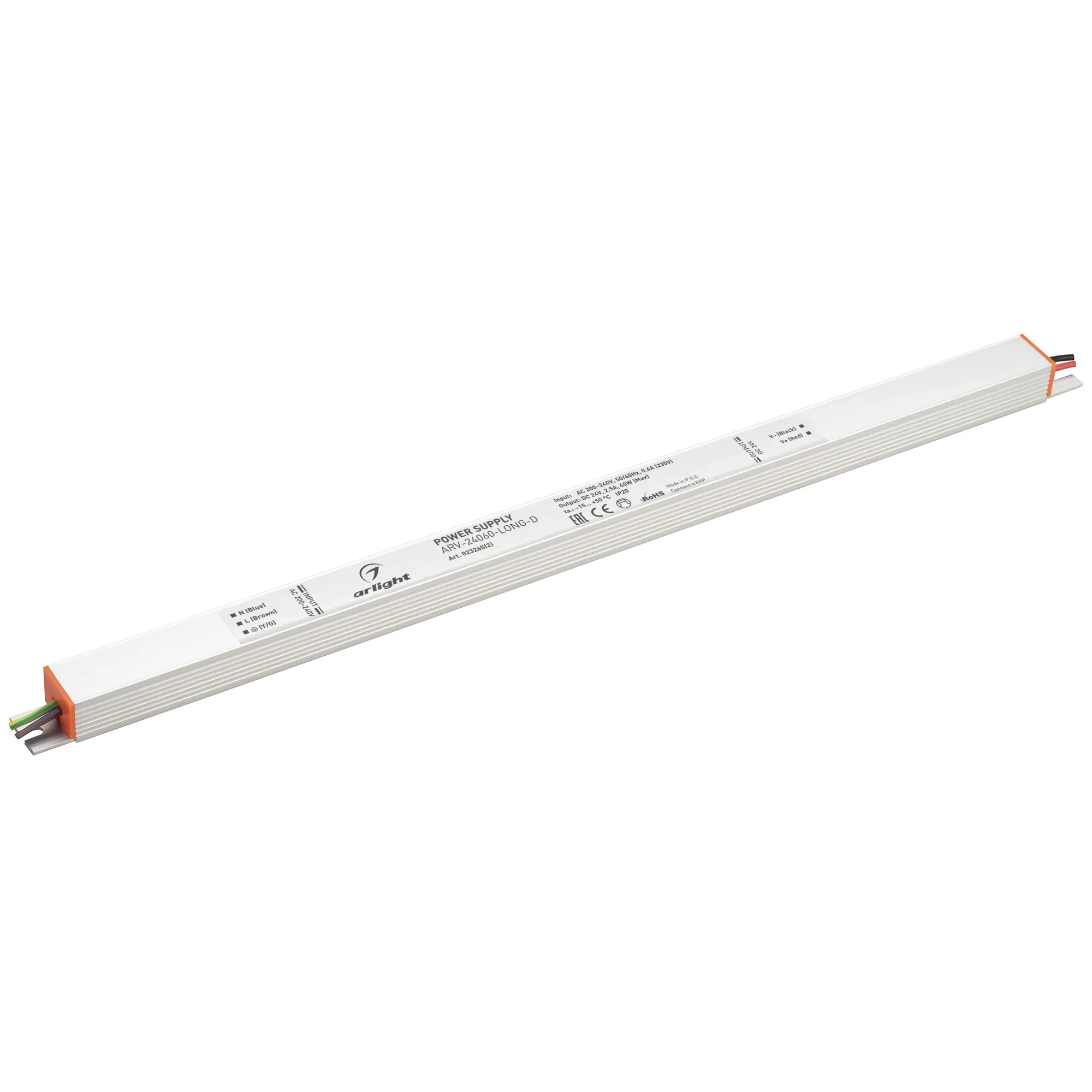 Блок питания ARV-24060-LONG-D (24V, 2.5A, 60W) (Arlight, IP20 Металл, 3 года) - изображение товара