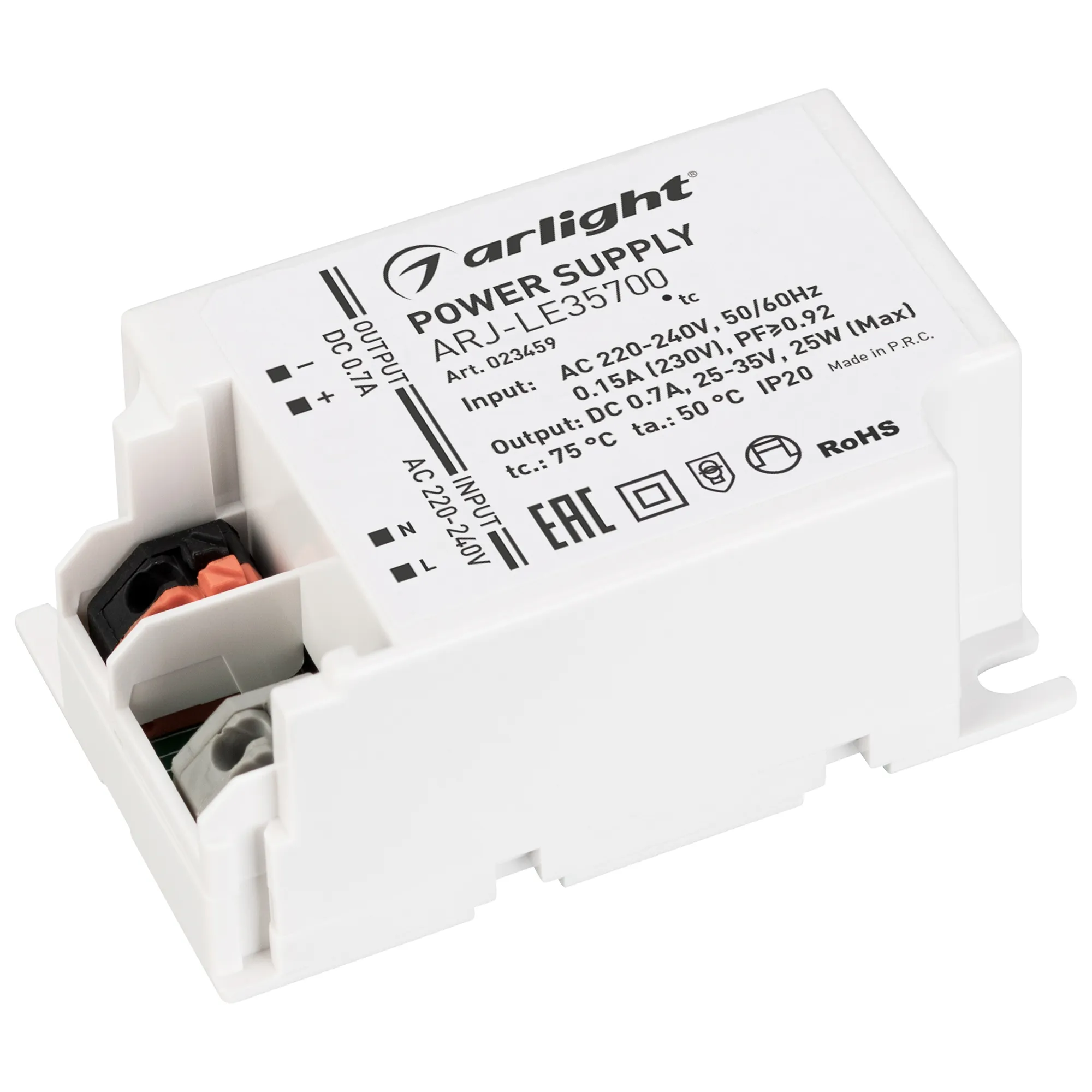 Блок питания ARJ-LE35700 (25W, 700mA, PFC) (Arlight, IP20 Пластик, 3 года) - изображение товара
