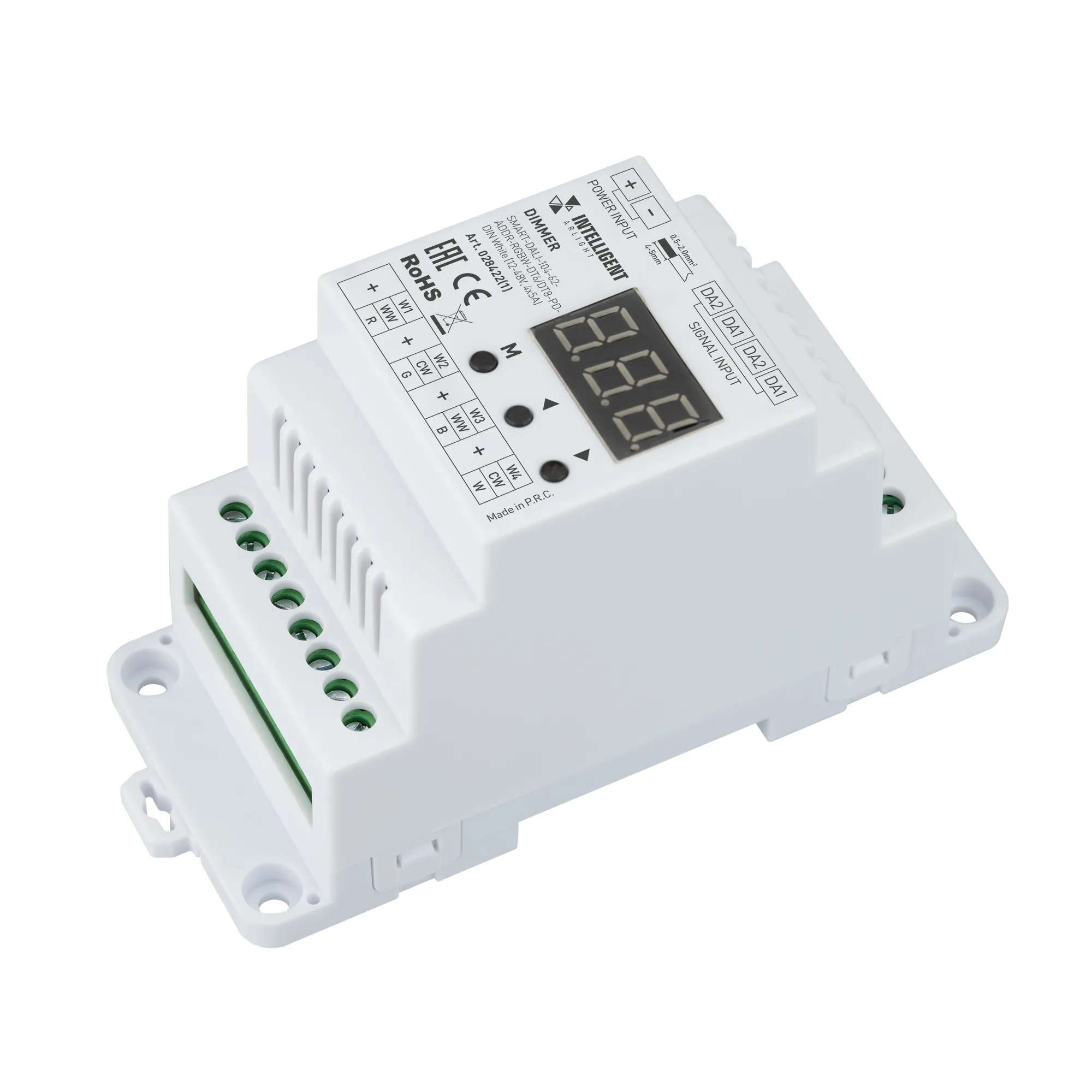 INTELLIGENT ARLIGHT Диммер SMART-DALI-104-62-ADDR-RGBW-DT6/DT8-PD-DIN White (12-48V, 4x5А)  (IARL, IP20 Пластик, 5 лет) - изображение товара
